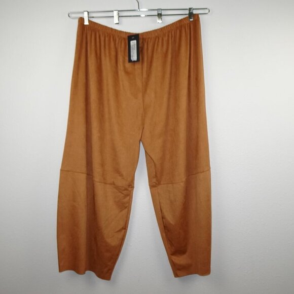 Bryn Walker Lantern Pants Women's Plus Size 3X Brown Faux Suede Oliver Wide Leg - Picture 4 of 9